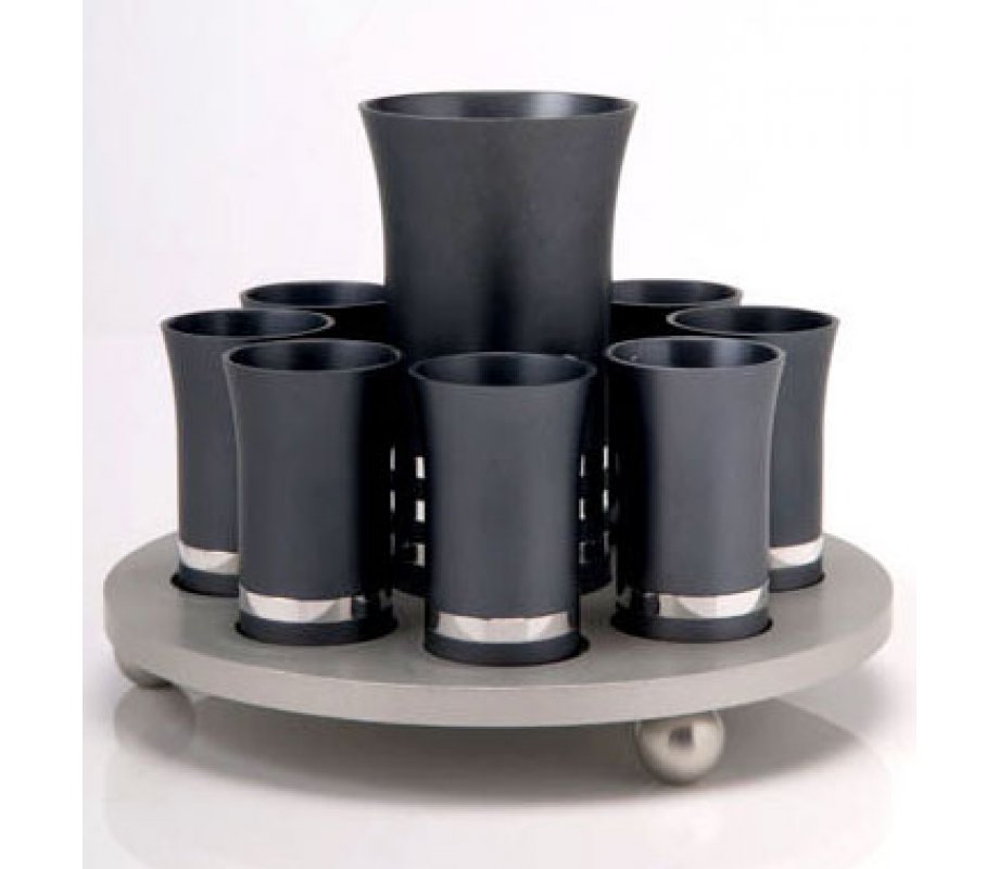 Kiddush Cup Set by Agayof - Two Tone Gray