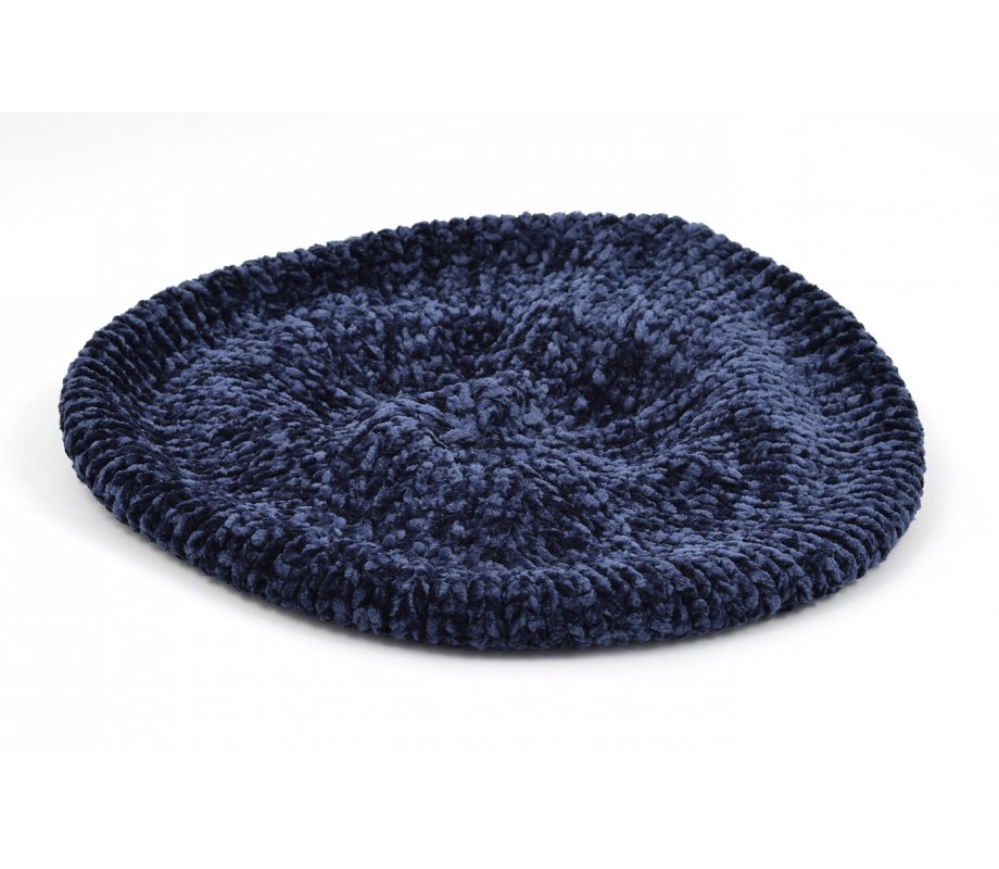 Knitted Women's Snood Beret with Inner Elastic Drawstring - Blue