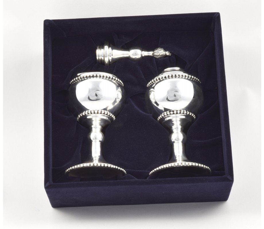 Large Sterling Silver Havdalah Set - Beaded Design