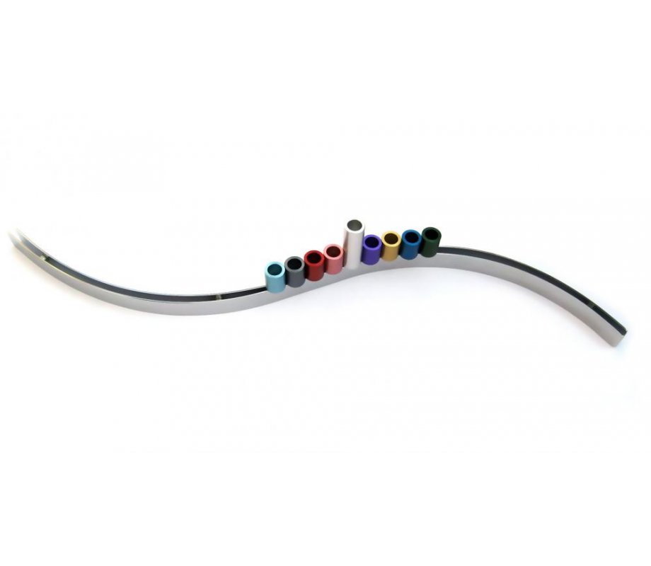 Laura Cowan Colorful Curving Slide Magnet Hanukkah Menorah