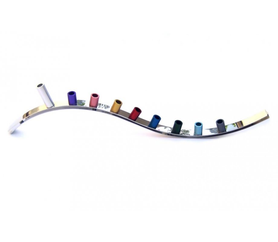 Laura Cowan Colorful Curving Slide Magnet Hanukkah Menorah