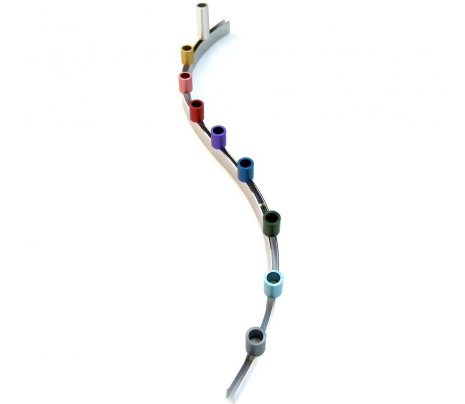 Laura Cowan Colorful Curving Slide Magnet Hanukkah Menorah
