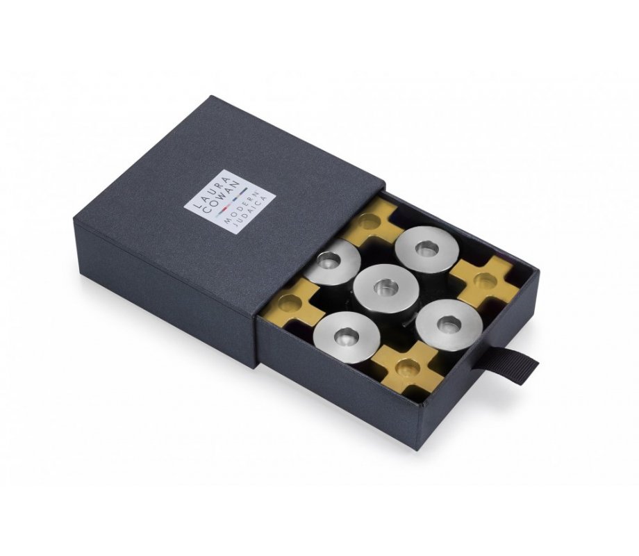 Laura Cowan, Dual Purpose Tic Tac Toe Game and Hanukkah Menorah - Gold