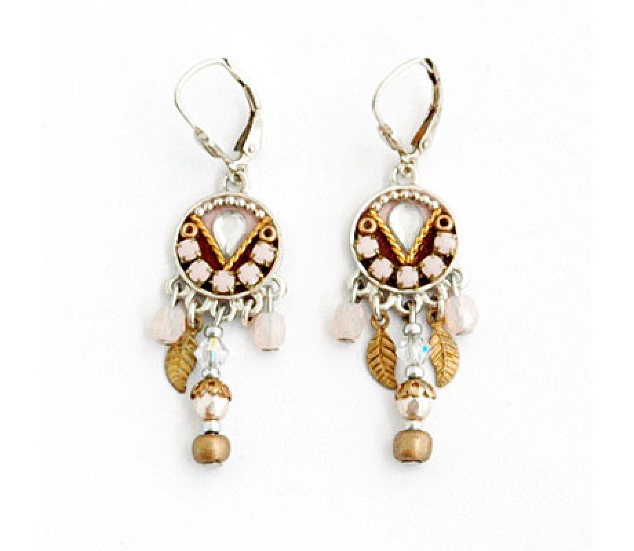 Leaf Beaded Earrings by Ester Shahaf