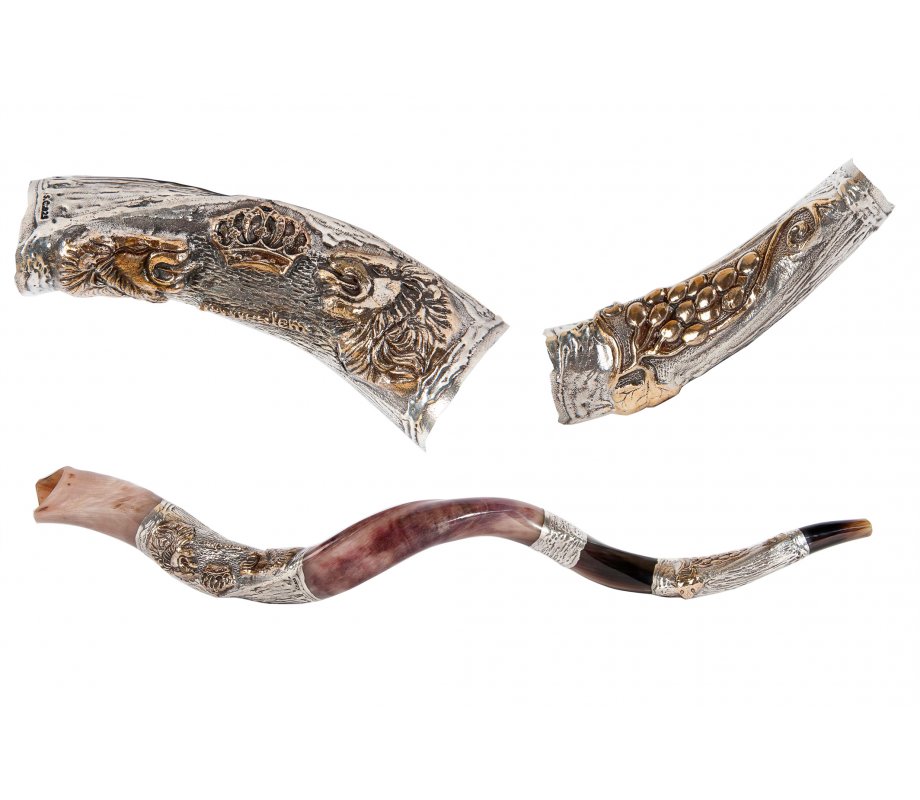 Lion of Judah with Crown Silver Decorated Yemenite Shofar