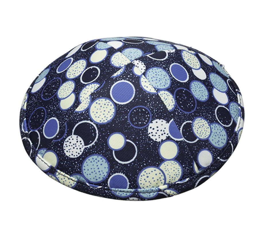 Lively Blue and White Polka Dot Design Fabric Kippah Yarmulke