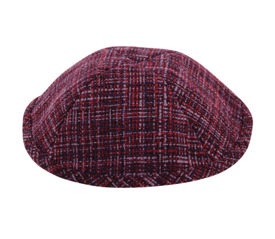 Maroon Plaid Design Cloth Kippah