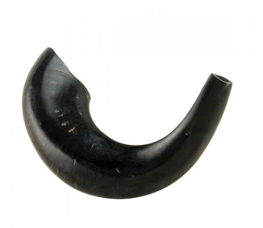 Medium Rams Horn Shofar with Dark Shades – Polished Finish
