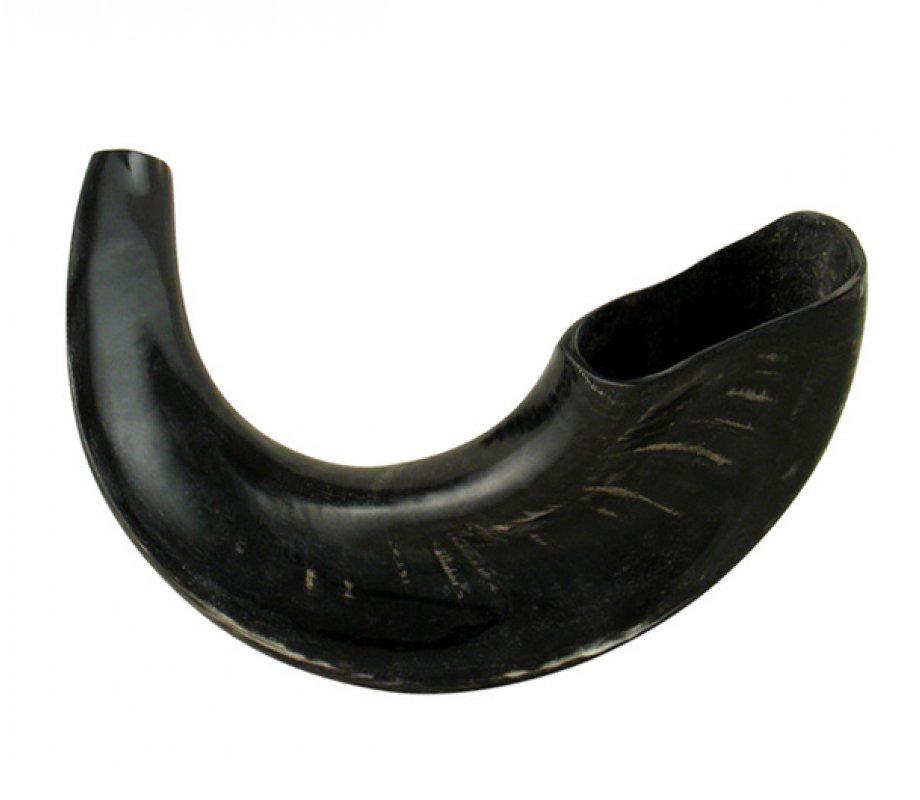 Medium Rams Horn Shofar with Dark Shades – Polished Finish