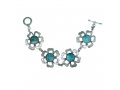 Michal Kirat Bracelet with Roman Glass Set in Hammered Sterling Silver Flowers