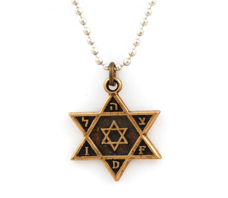 Necklace, Bronze IDF Tzahal Israeli Army Star of David Pendant - Ball Chain