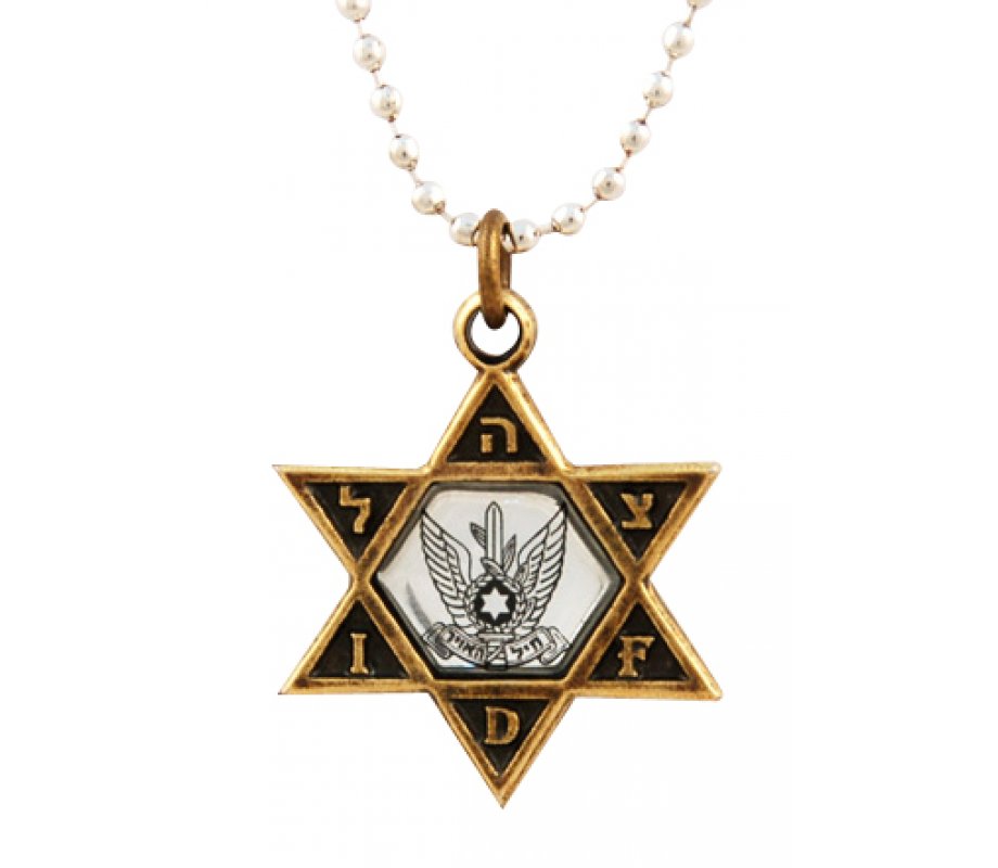 Necklace, IDF Star of David Bronze Pendant and Air Force Emblem - Ball Chain