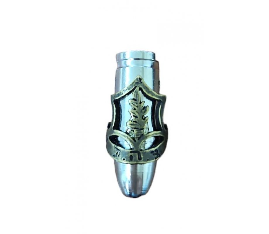 Necklace, Israeli Army Silver Bullet Pendant with IDF Emblem - Ball Chain