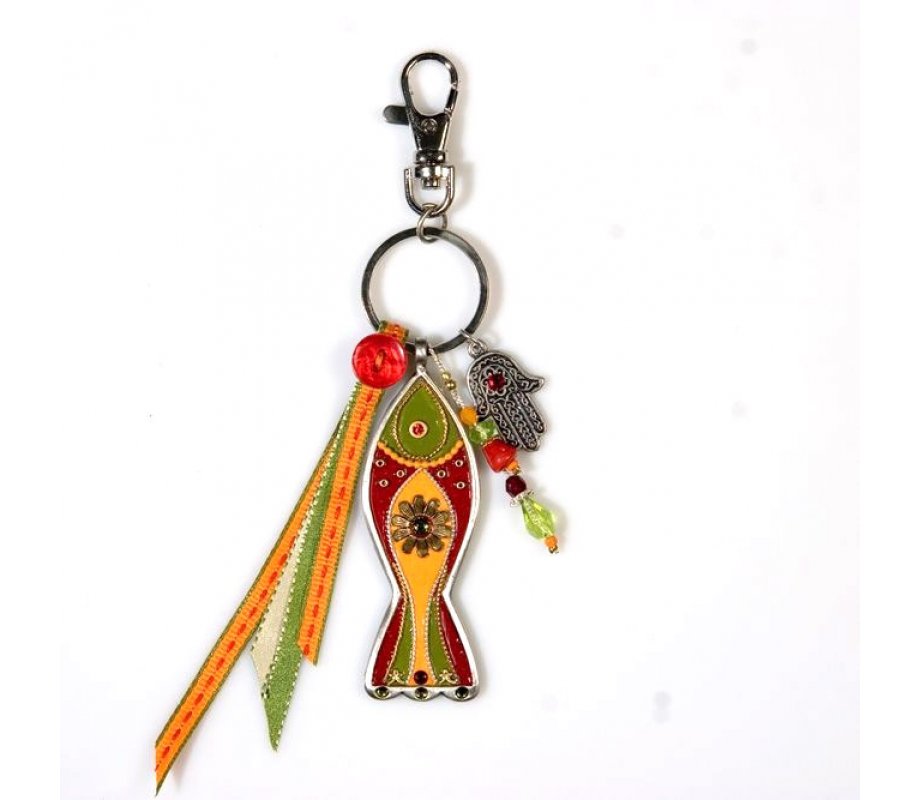 Orange and Red Fish Keychain by Ester Shahaf