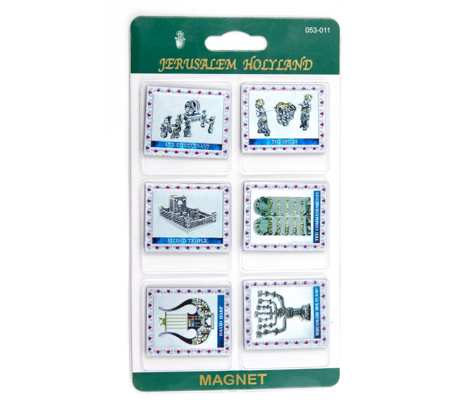 Pack of Six Luminous Silver Holy Land Fridge Magnets - Bible Scenes