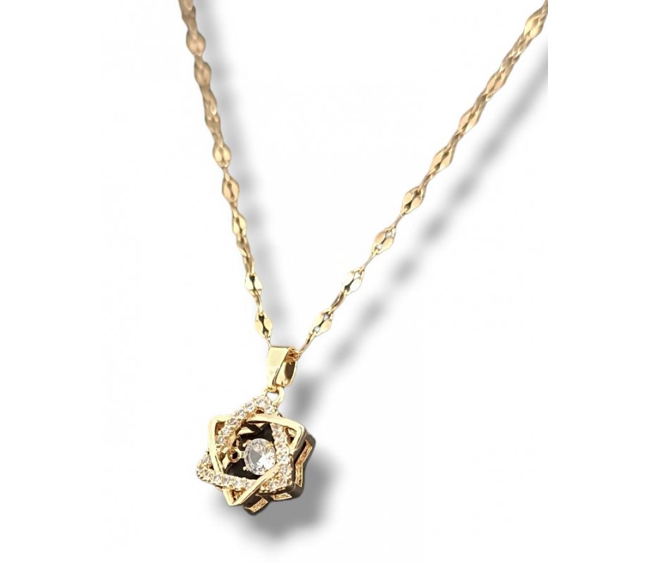 Pendant Necklace, Star of David with Gleaming Crystal - Choose Gold or Silver