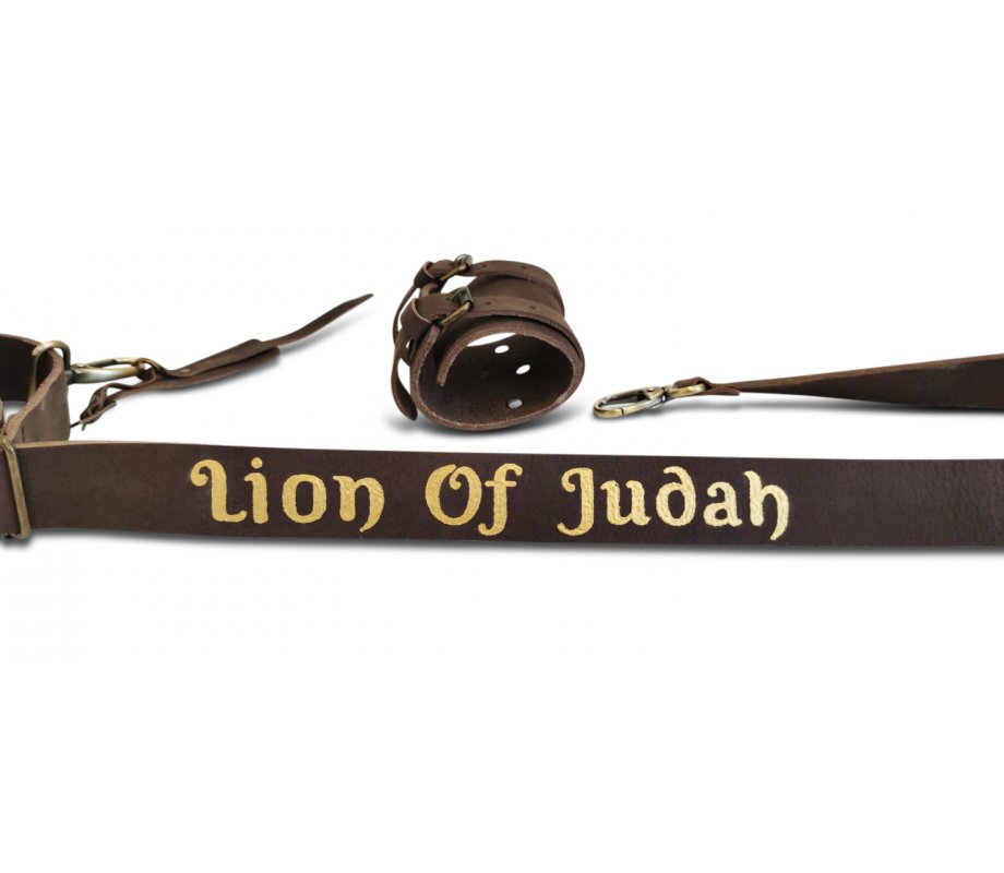 Personalized Genuine Leather Shoulder Strap, Custom Text - For Carrying Kudu Horn Yemenite Shofar