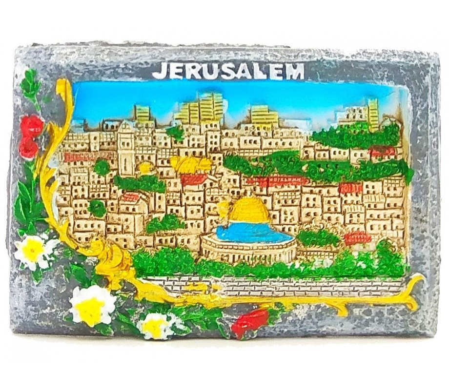 Polyresin Magnet - Framed Jerusalem and Dome of Rock