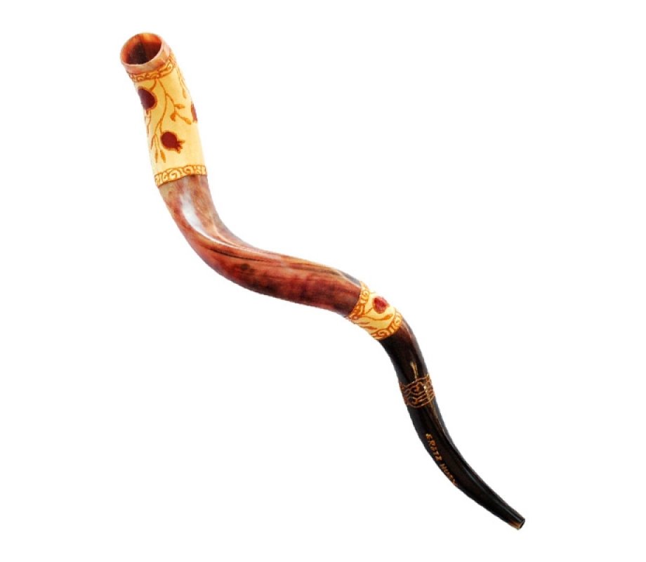 Pomegranate Design Yemenite Hand Painted Shofar