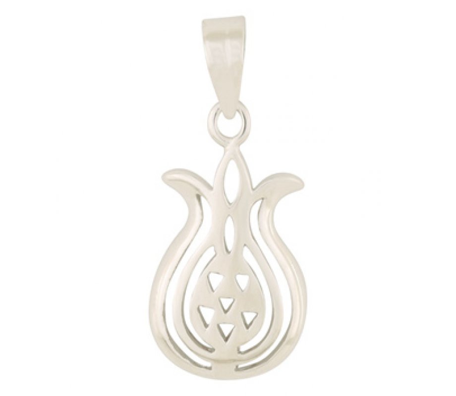 Pomegranate Pendant with Seed Cutouts – Rhodium Plated Gold Filled