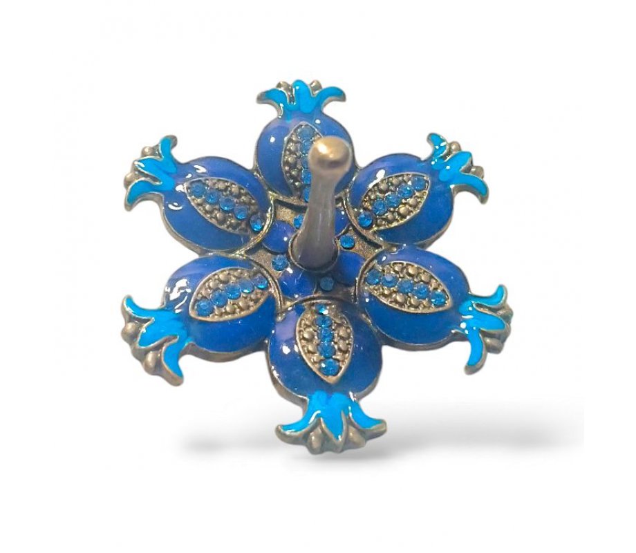 Pomegranate Shaped Metal Dreidel with Enamel - Choose Red or Blue