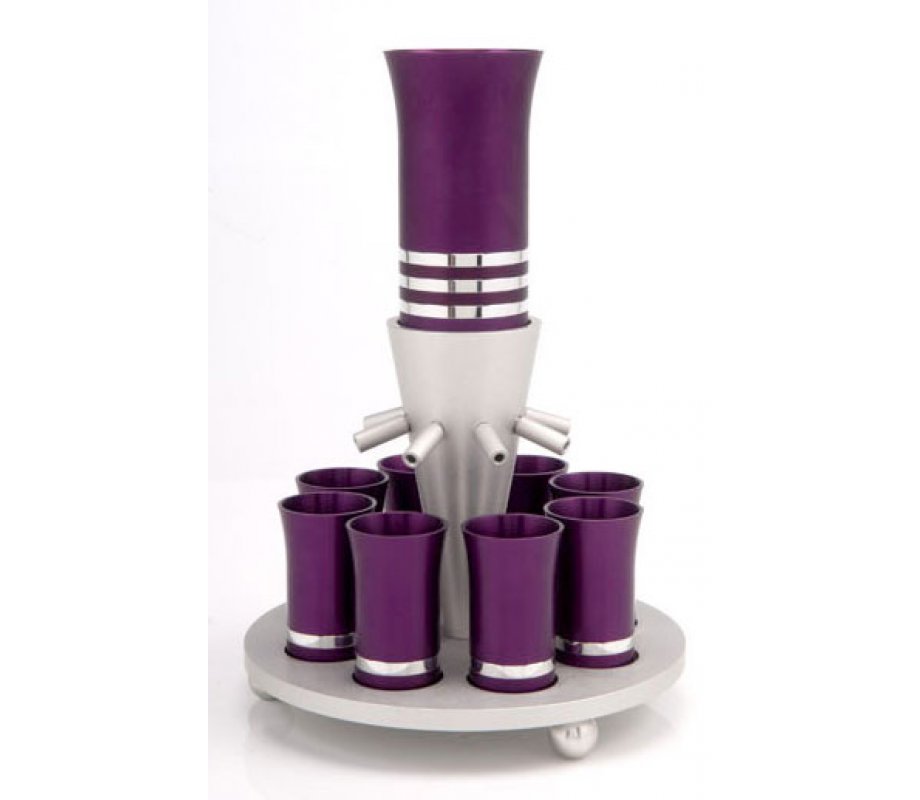Purple Wine Fountain with 8 Cups by Agayof