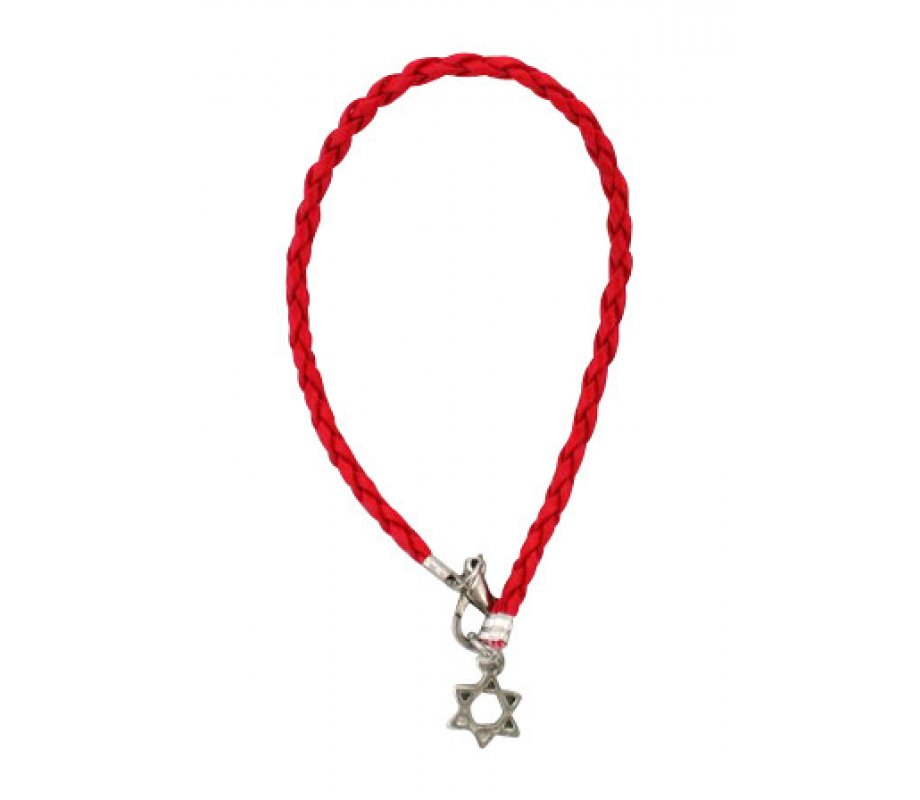 Red Braided Cord Kabbalah Bracelet - Silver Star of David