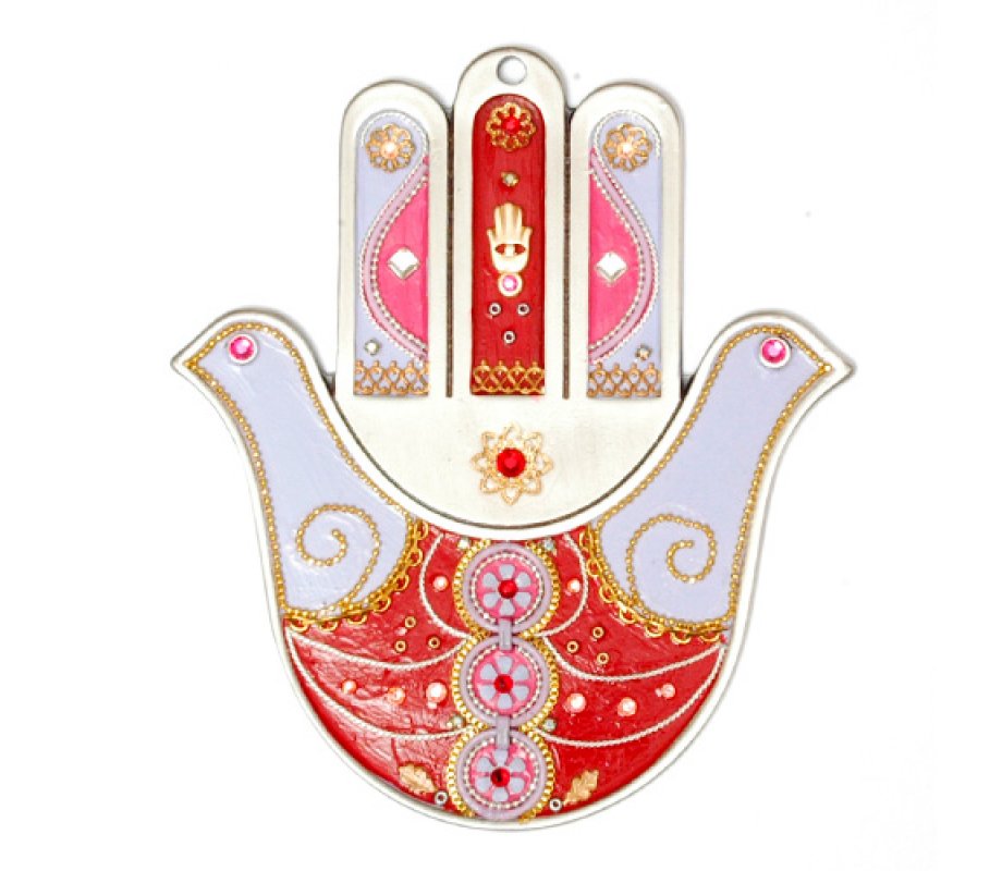Red Wall Hamsa by Ester Shahaf