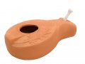 Replica of Ancient Biblical Clay Oil Lamp - Decorative Vine Engravings