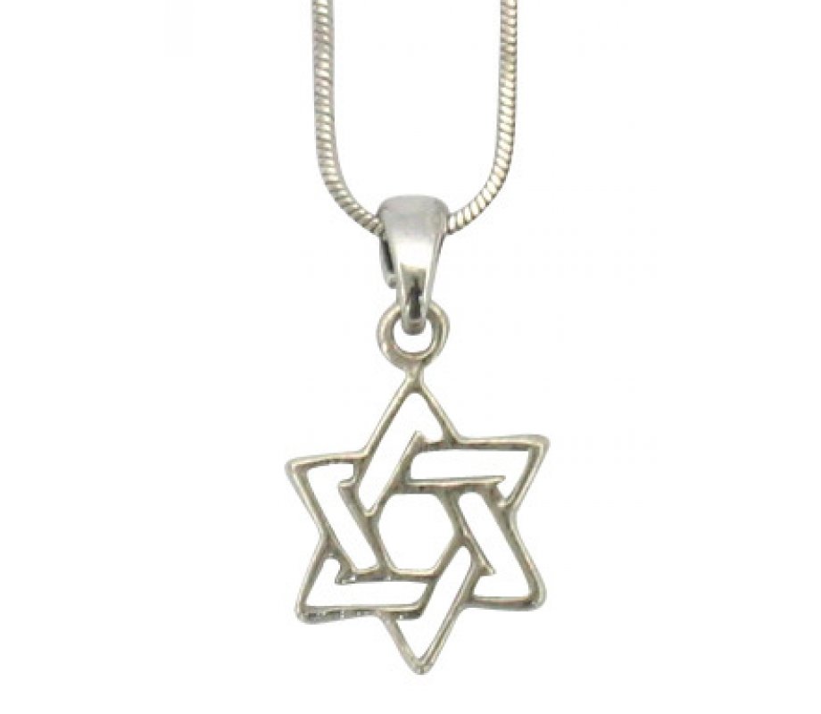 Rhodium Pendant Necklace - Star of David