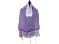 Ronit Gur Organza Tallit Prayer Shawl Set With Decorative Floral Panel - Purple