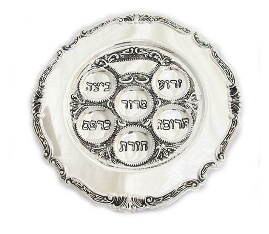 Round Silver Plated Passover Plate