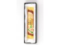 Rounded Mezuzah Case with Breastplate and Menorah Design - Off White & Burgundy