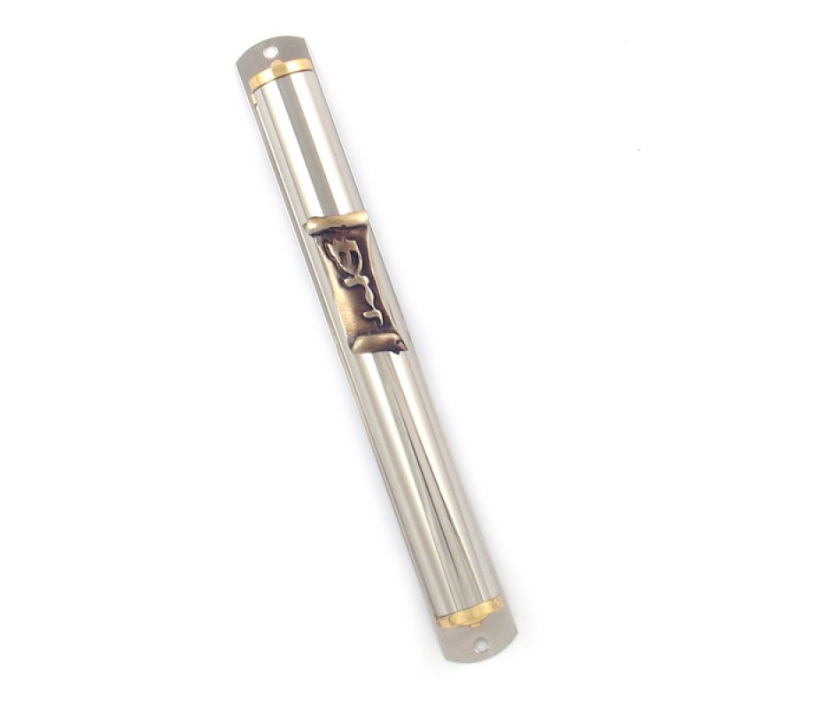 Rounded Shiny Silver Mezuzah
