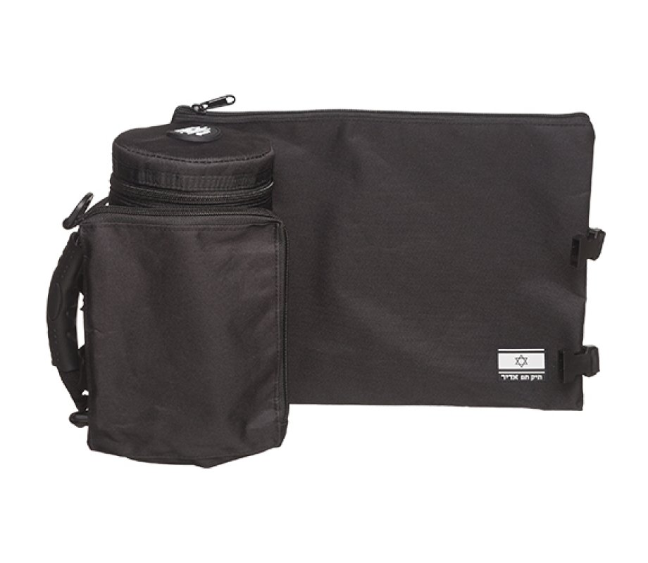 Set, Insulated Tefillin Holder and Weatherproof Tallit Bag - Black