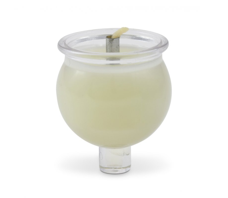 Set of Two Pre-Filled Plastic Shabbat Candles with Solid Olive Oil Gel