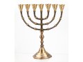 Seven Branch Menorah, Dark Gold Brass with Antique Look  Option 10