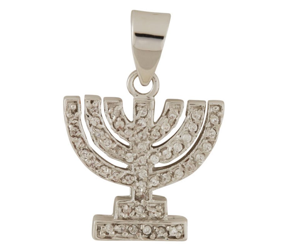 Seven Branch Menorah Pendant with Zircons