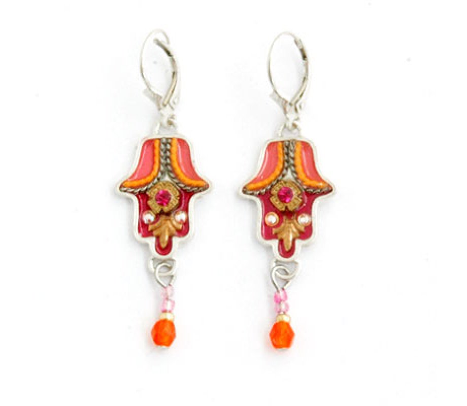 Shades of Orange Hamsa Earrings by Ester Shahaf