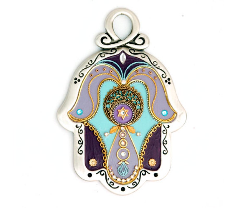 Shades of Purple Wall Hamsa by Ester Shahaf