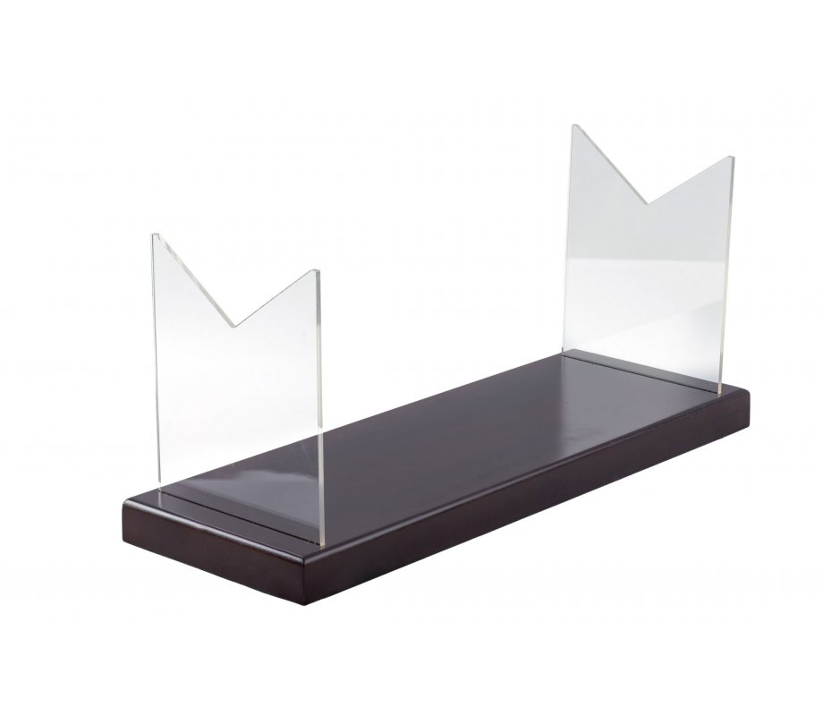 Shofar Stand, Wood Base & Acrylic Folding Sides – For Yemenite Shofar 36