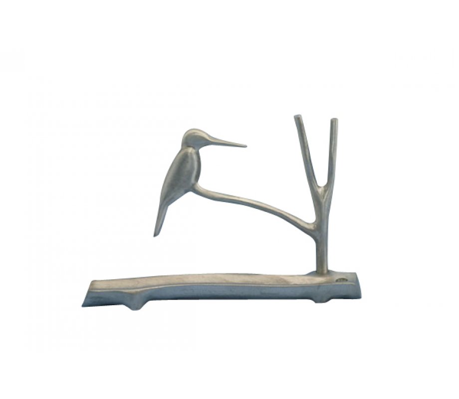 Shraga Landesman Hanukkah Menorah, Kingfisher Bird on Tree Branch