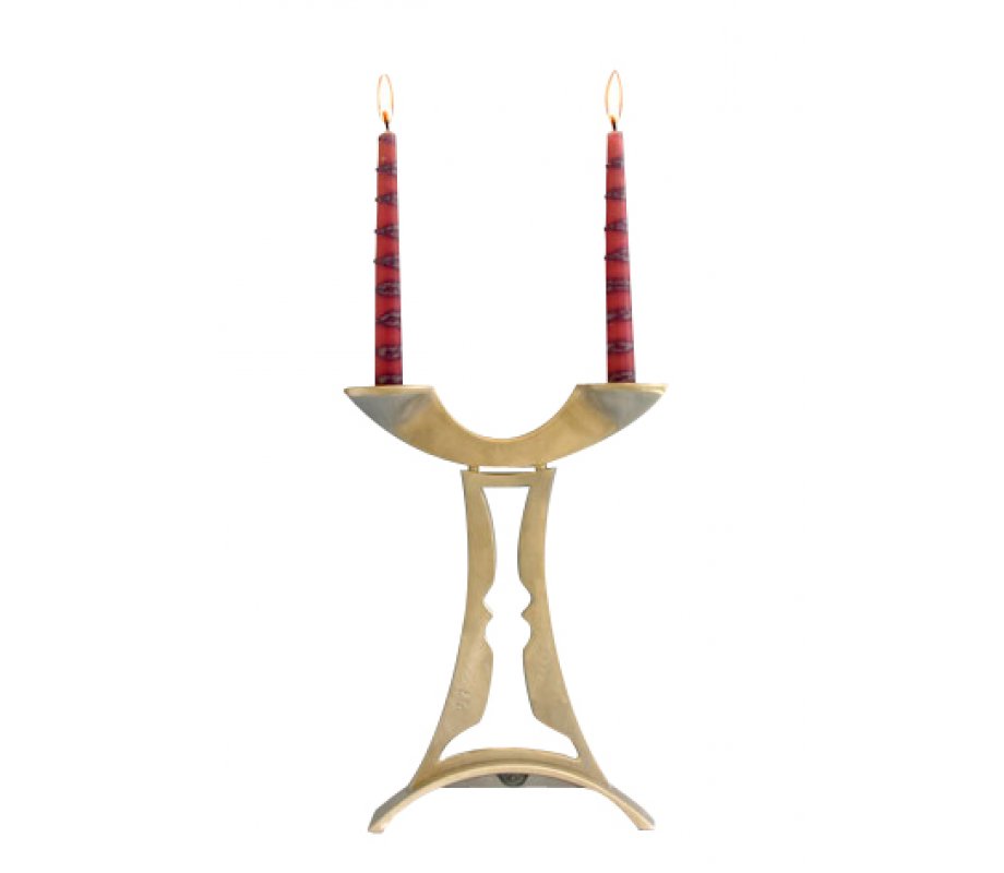 Shraga Landesman Harmony Double Image Inbal Candle Holders - Aluminum