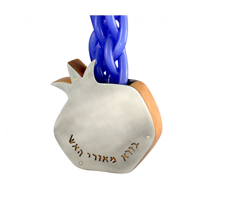 Shraga Landesman Pomegranate Candle Holder - Wood and Stainless Steel