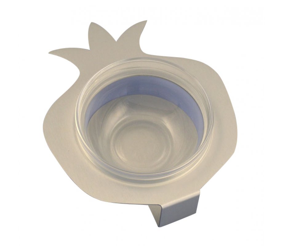 Shraga Landesman Raised Pomegranate Charoset Dish Silver - Aluminum and Glass