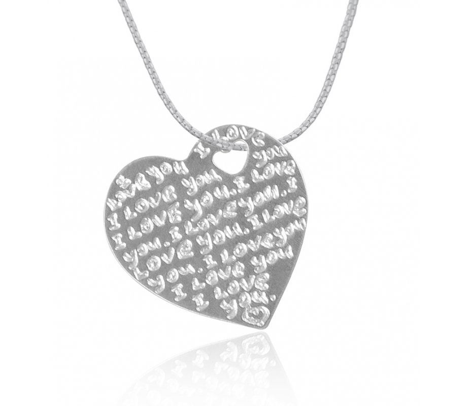 Silver English-Hebrew I Love You Pendant by Golan Studio