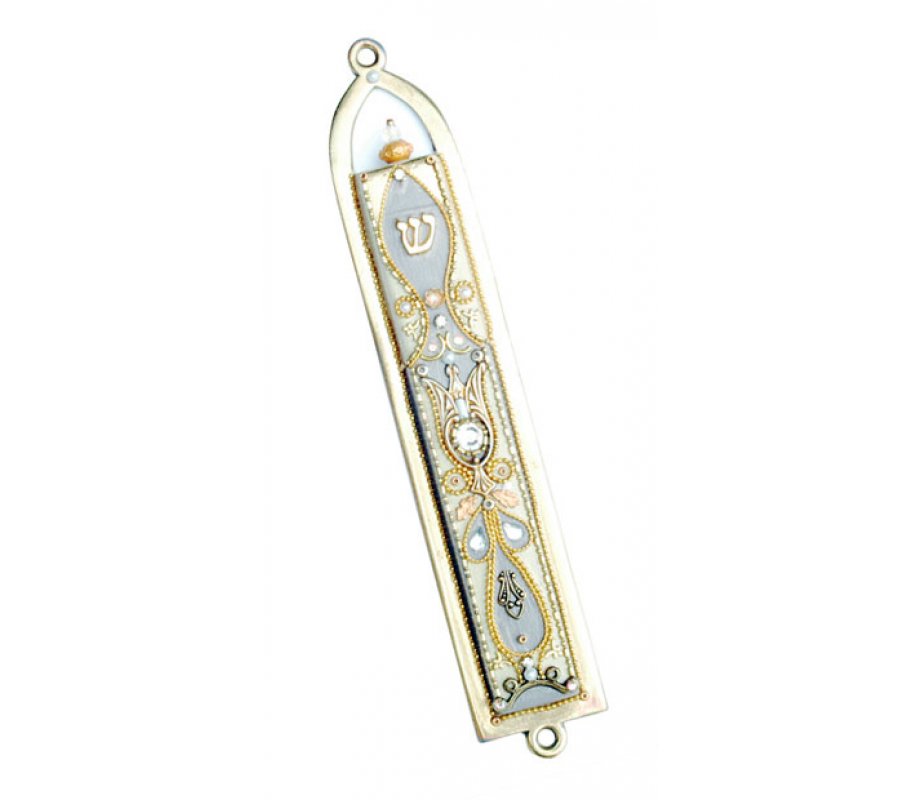 Silver Flower Design Mezuzah by Ester Shahaf