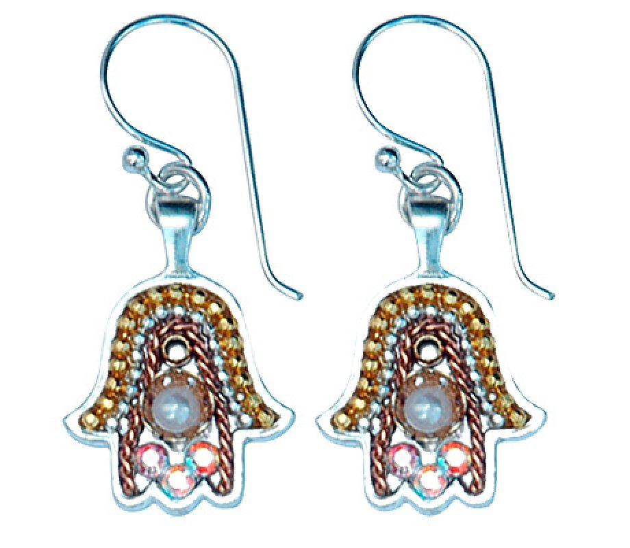 Silver Hamsa Earrings by Ester Shahaf