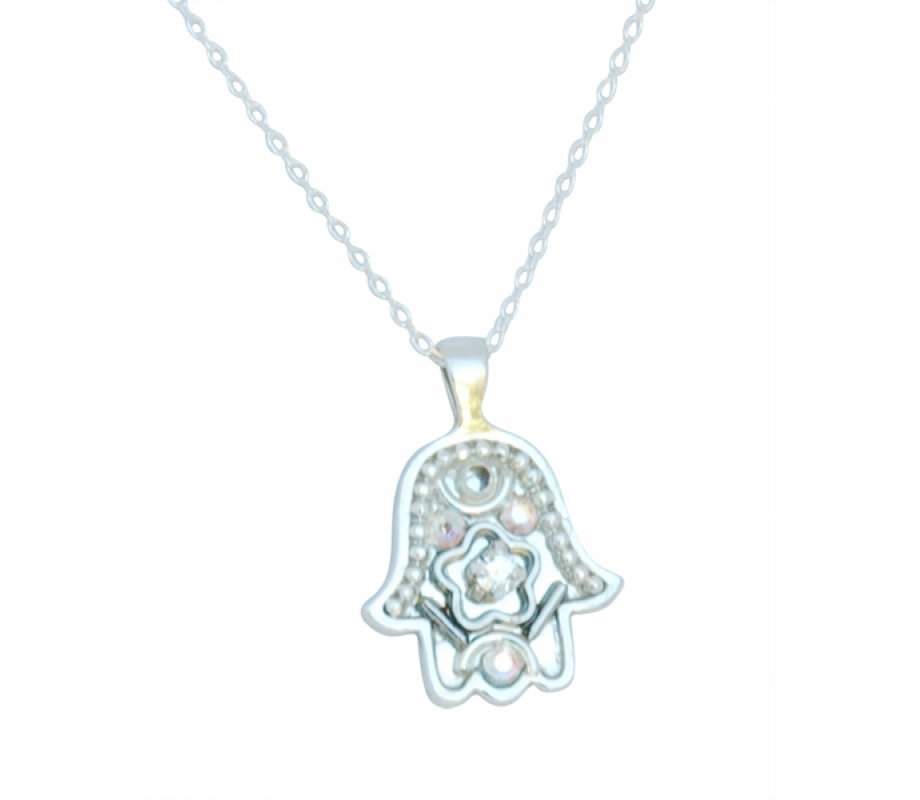 Silver Hamsa Necklace by Ester Shahaf