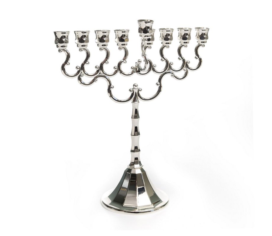 Silver Plated Lacquered Contemporary Design Chanukah Menorah
